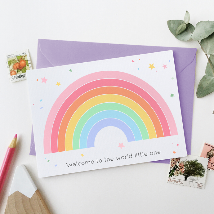 New Baby Pastel Rainbow Card