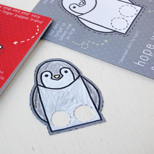 Penguin Finger Puppet Christmas Card - Clara and Macy