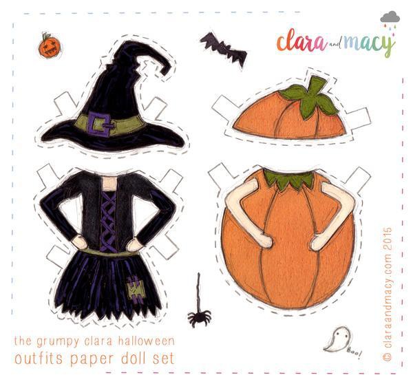 the grumpy clara halloween outfits paper doll set