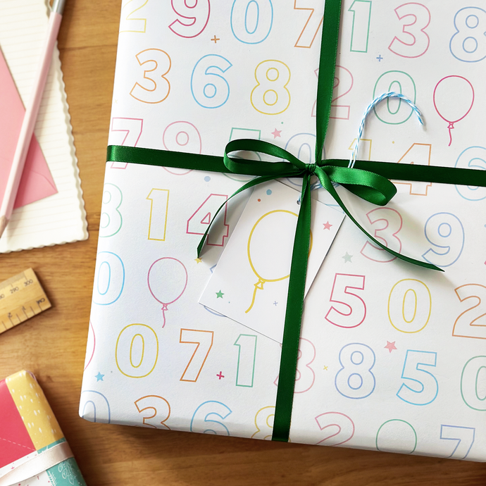 Colour In Birthday Numbers Wrapping Paper Set