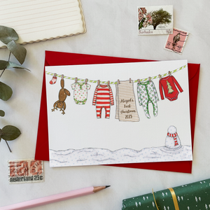Personalised Baby's First Christmas Washing Line Card
