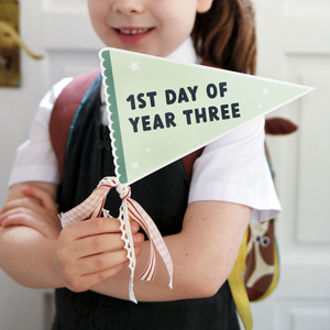 Personalised Back To School Green Flag Card