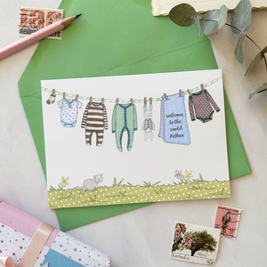Personalised New Baby Card / Greens And Blues