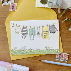 Personalised New Baby Card / Yellows And Greys