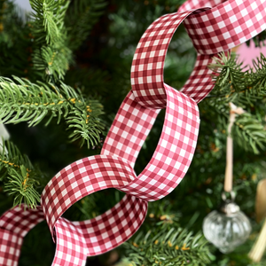 Red Gingham Christmas Paper Chains Garland Kit