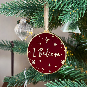 Red 'I Believe' Enamel Christmas Tree Decoration
