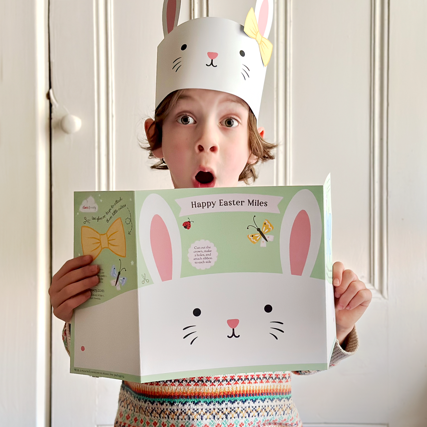 Personalised Easter Bunny Ears Craft Card