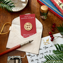 Golden Father Christmas Button Pin Badge
