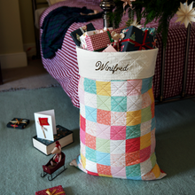 Personalised Pastel Patchwork Quilted Christmas Sack
