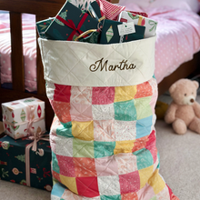 Personalised Pastel Patchwork Quilted Christmas Sack