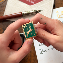 Tiny Reindeer Christmas Stamp Enamel Pin Badge