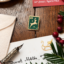 Tiny Reindeer Christmas Stamp Enamel Pin Badge