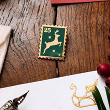Tiny Reindeer Christmas Stamp Enamel Pin Badge