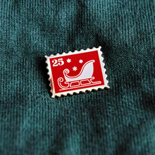 Tiny Sleigh Christmas Stamp Enamel Pin Badge