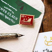 Tiny Sleigh Christmas Stamp Enamel Pin Badge