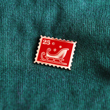 Tiny Sleigh Christmas Stamp Enamel Pin Badge