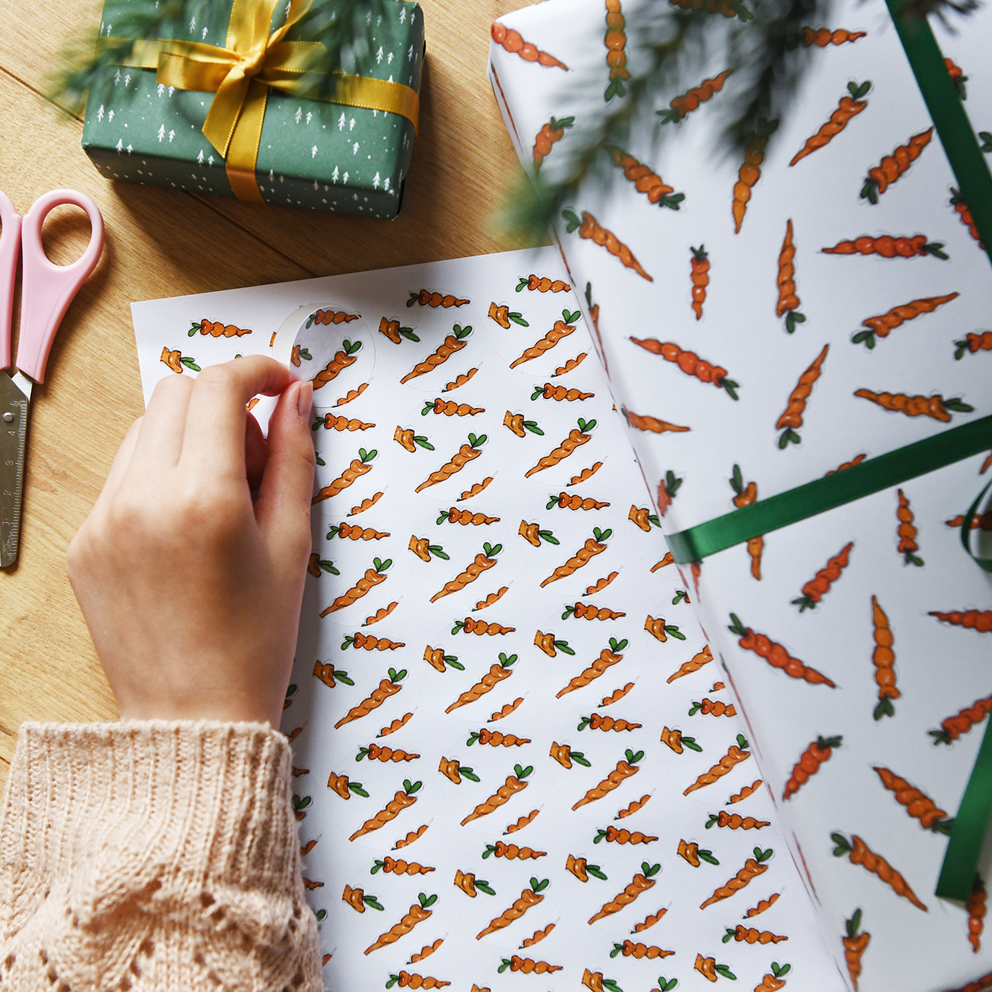 Recycled Carrot Wrapping Paper Stickers