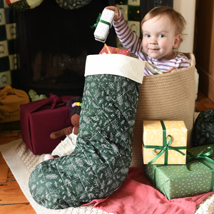 Green Greenery Quilted Christmas Stocking