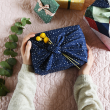 SECONDS / Reusable Navy Stars Fabric Gift Wrap