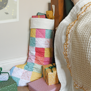 Pastel Patchwork Quilted Christmas Stocking
