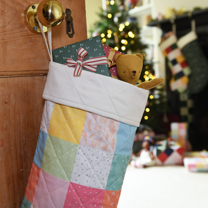 Pastel Patchwork Quilted Christmas Stocking