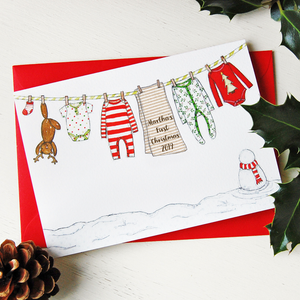 Personalised Baby's First Christmas Washing Line Card - Clara and Macy