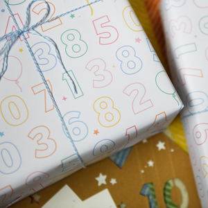 Birthday Numbers Recyclable Wrapping Paper Set