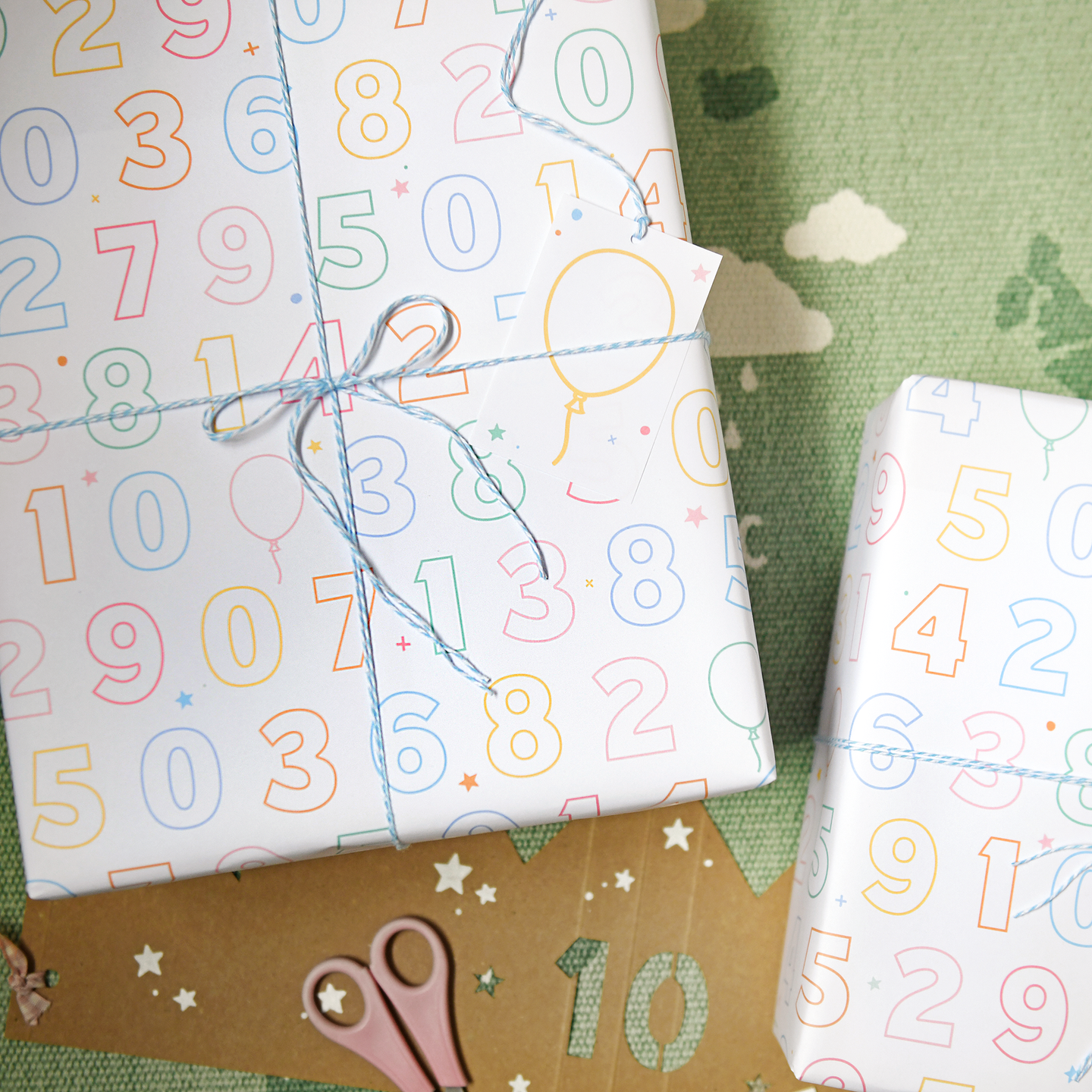 Birthday Numbers Recyclable Wrapping Paper Set