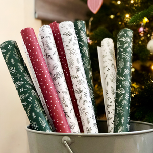 Festive Greenery White Wrapping Paper Set - Clara and Macy