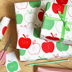 Apple Letters And Numbers Wrapping Paper