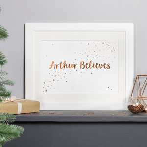 Personalised Copper Foiled I Believe Christmas Print - Clara and Macy