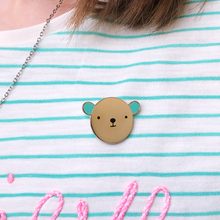 Bear Hug Turquoise Enamel Pin Badge - Clara and Macy