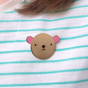Bear Hug Pink Enamel Pin Badge - Clara and Macy
