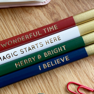 SECONDS / Set Of Four Christmas Message Pencils