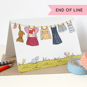 END OF LINE / Clara's Washing Line Card - Pack of 4 cards