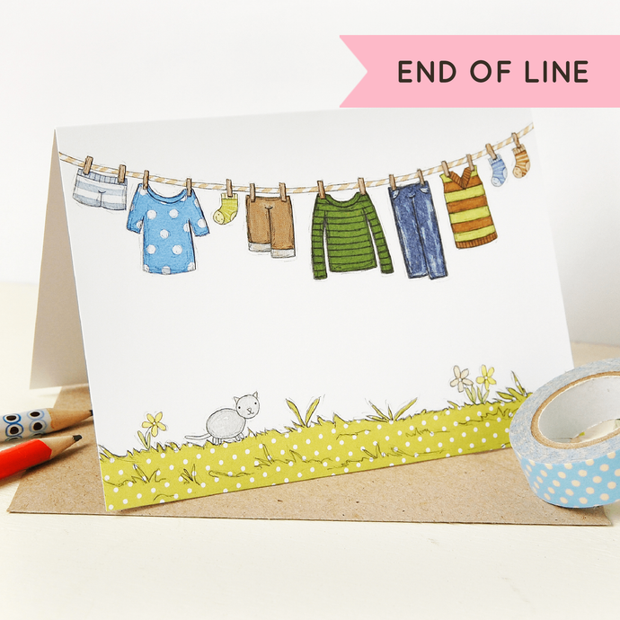END OF LINE / Colin's Washing Line Card - Pack of 4 cards