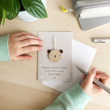 Personalised Father's Day Wooden Bear Token Card - Clara and Macy