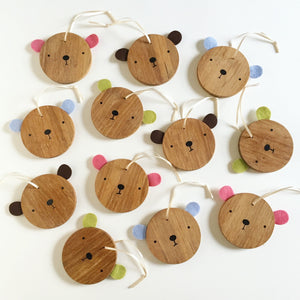 First Christmas Personalised Wooden Bear Decoration - Clara and Macy