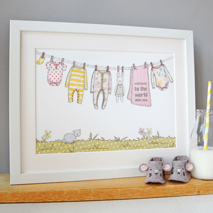 Personalised Welcome To The World New Baby Print / Pinks And Yellows - Clara and Macy