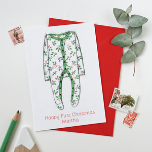 Personalised Baby Onesie First Christmas Card