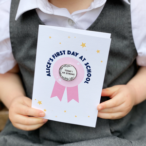 First Day At School 'Today I Am' Pin Badge Card