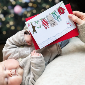 Personalised Baby's First Christmas Washing Line Card - Clara and Macy