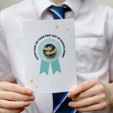 Good Luck At School 'A Hug From' Pin Badge Card