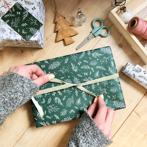 Recycled Green Greenery Wrapping Paper Stickers