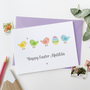 Personalised Happy Easter Chicks Card