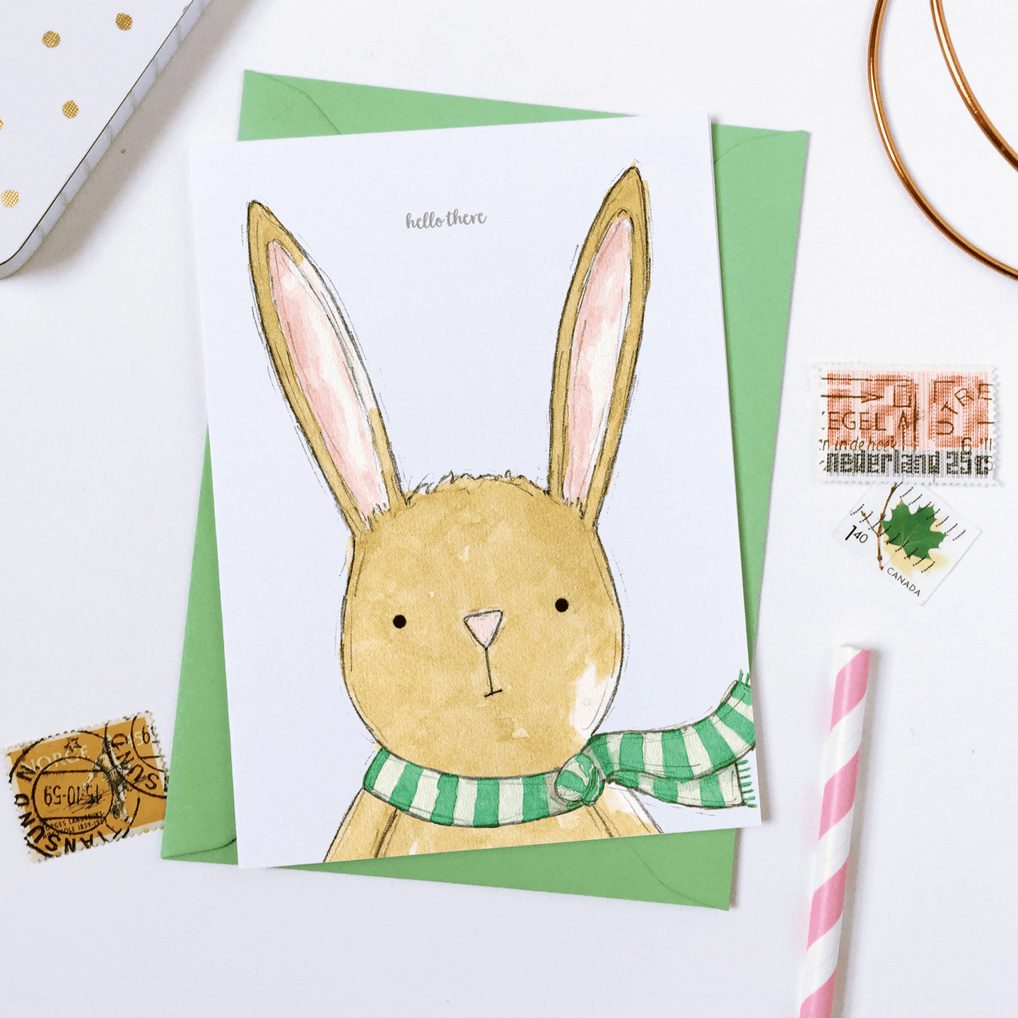 Hello There Baby Rabbit Card - Clara and Macy