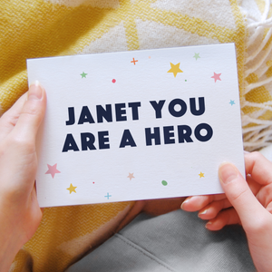 You Are A Hero Personalised Card - Clara and Macy