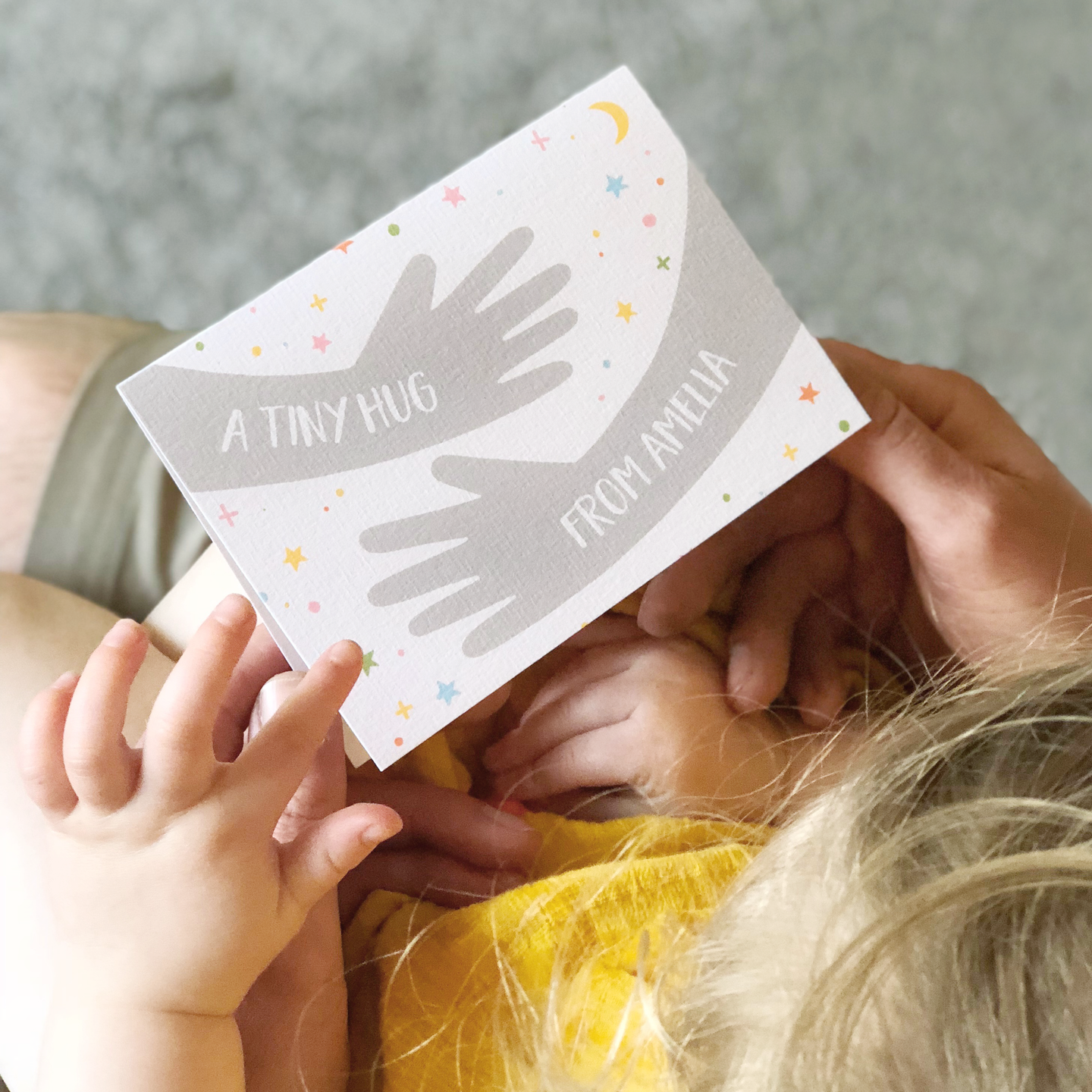 Personalised Tiny Hug First Father's Day Card - Clara and Macy