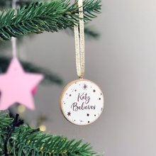 Personalised Tiny 'I Believe' Christmas Tree Decoration - Clara and Macy