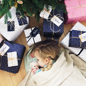 'I Believe' Christmas Stars Navy Wrapping Paper Set - Clara and Macy
